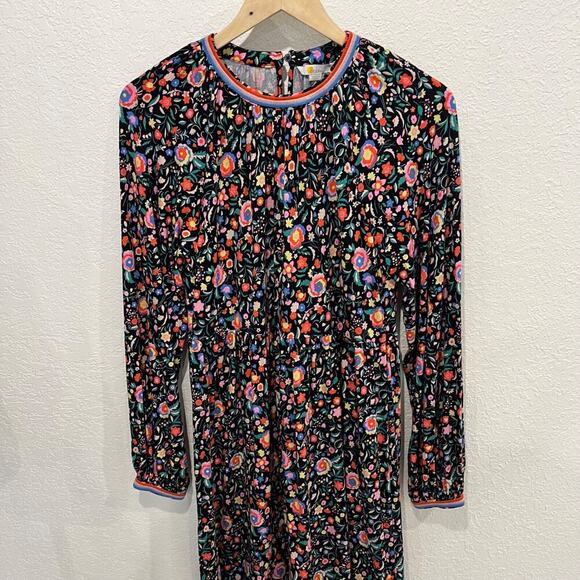 Boden Floral Jersey Maxi Dress Long Sleeve Embroidered Neck Line 6R NWT - Picture 8 of 10